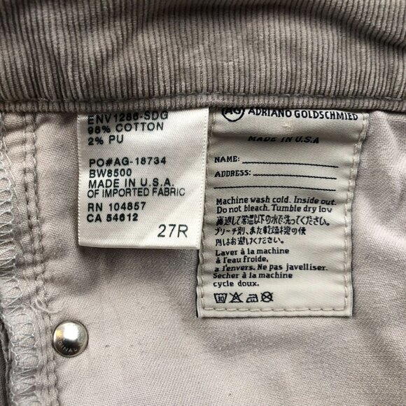 Adriano Goldschmied Womens Corduroy Pants Size 27R Stevie Slim Straight Gray - Picture 11 of 16